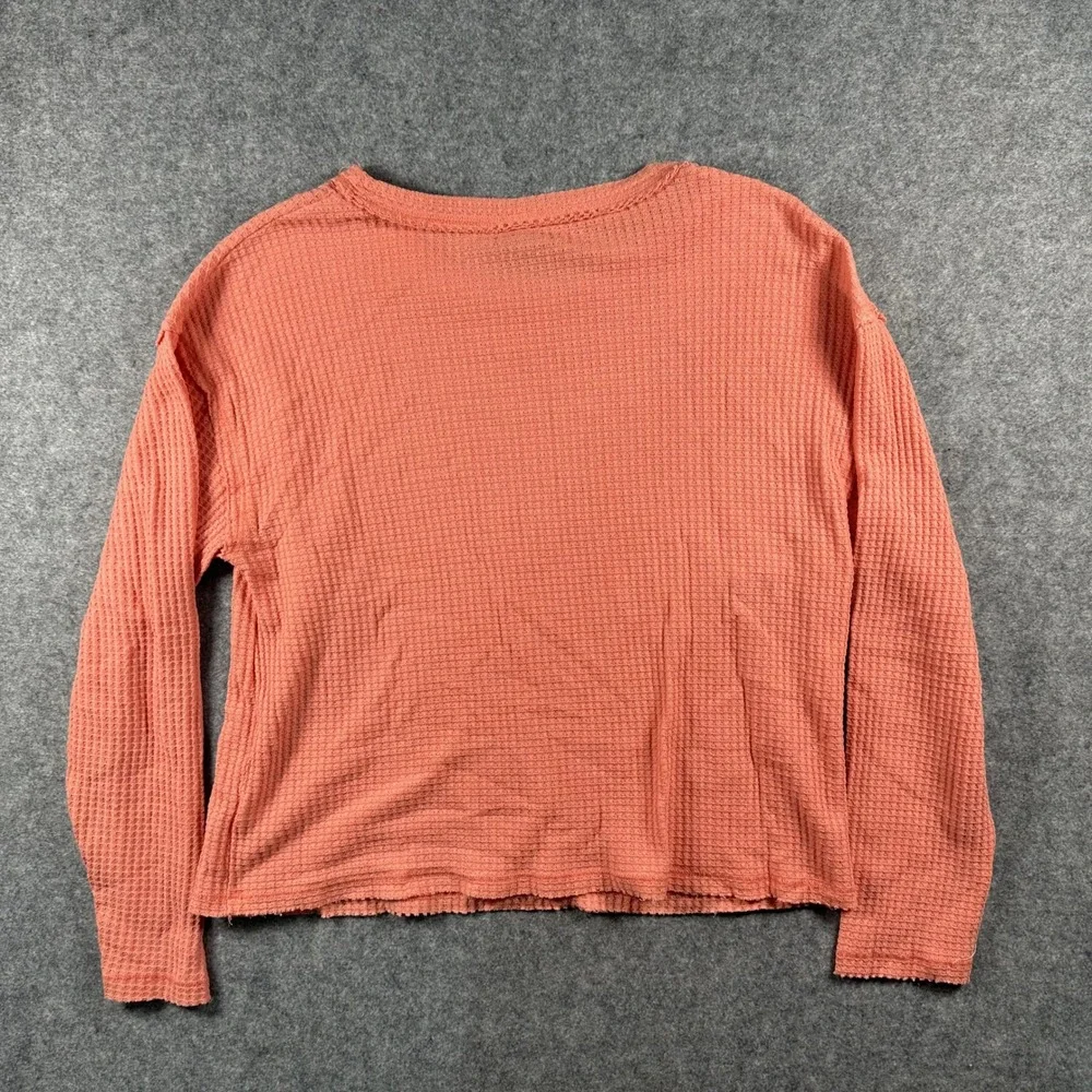 Art Class Waffle Knit Long Sleeve Top XL (14/16) Coral Pink Textured Thermal